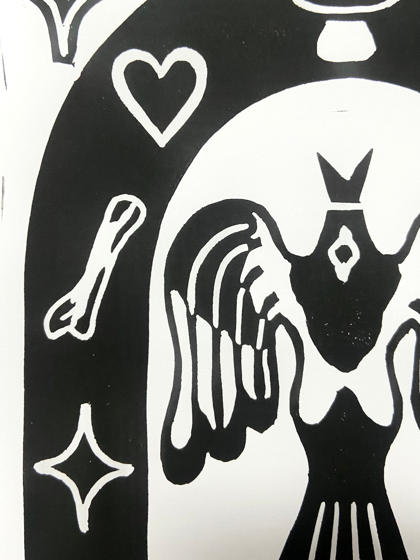 Magpie A5 Lino Print